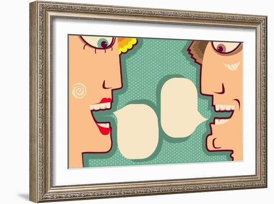 Faces Speaking and Bubbles-GeraKTV-Framed Art Print