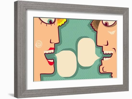 Faces Speaking and Bubbles-GeraKTV-Framed Art Print