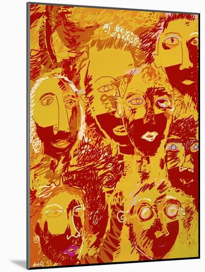 Faces: Yellow and Red-Diana Ong-Mounted Giclee Print
