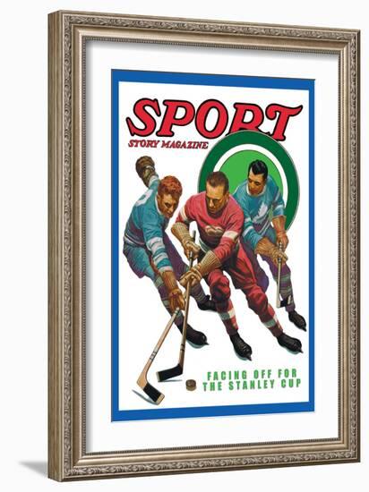 Facing Off for the Stanley Cup, c.1936-null-Framed Premium Giclee Print