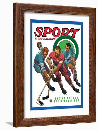 Facing Off for the Stanley Cup, c.1936-null-Framed Art Print