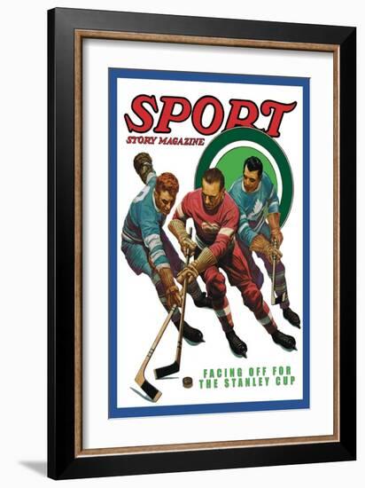 Facing Off for the Stanley Cup, c.1936-null-Framed Art Print