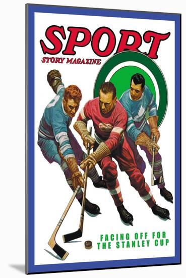 Facing Off for the Stanley Cup, c.1936-null-Mounted Art Print