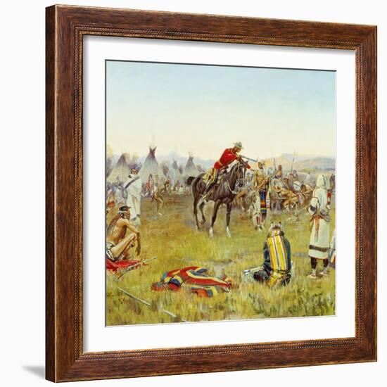 Facing the Indians (Single Handed). 1917-Charles Marion Russell-Framed Giclee Print