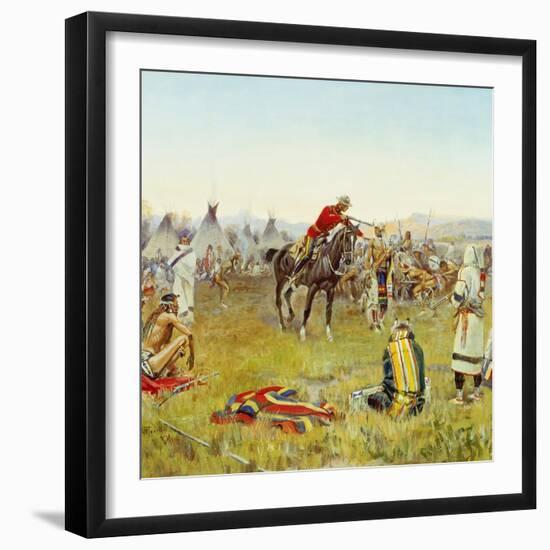 Facing the Indians (Single Handed). 1917-Charles Marion Russell-Framed Giclee Print