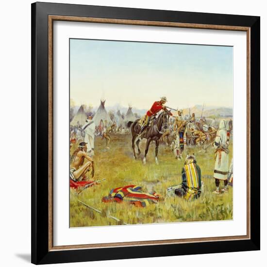 Facing the Indians (Single Handed). 1917-Charles Marion Russell-Framed Giclee Print