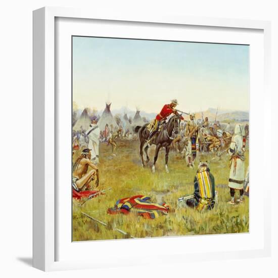 Facing the Indians (Single Handed). 1917-Charles Marion Russell-Framed Giclee Print