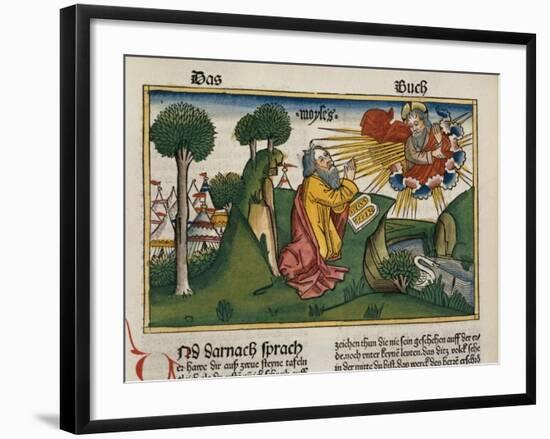 Facsimile Copy of Exodus 34 1-10 Moses Receives the Second Tablets with the Ten Commandments-null-Framed Giclee Print