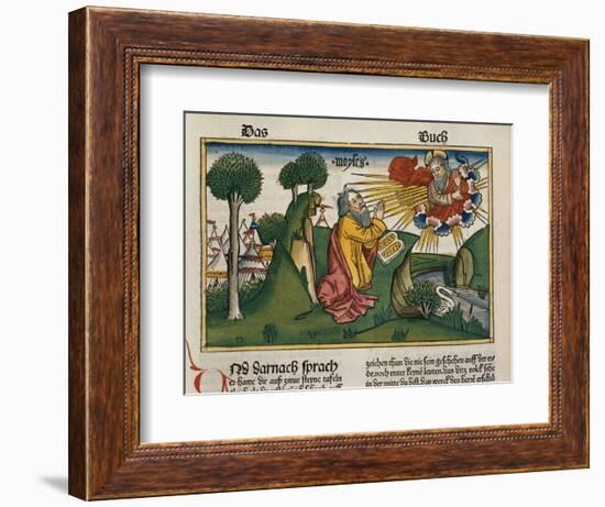 Facsimile Copy of Exodus 34 1-10 Moses Receives the Second Tablets with the Ten Commandments-null-Framed Giclee Print