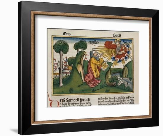 Facsimile Copy of Exodus 34 1-10 Moses Receives the Second Tablets with the Ten Commandments-null-Framed Giclee Print