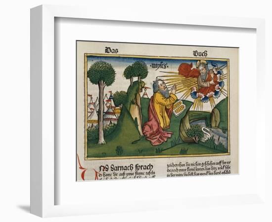 Facsimile Copy of Exodus 34 1-10 Moses Receives the Second Tablets with the Ten Commandments-null-Framed Giclee Print