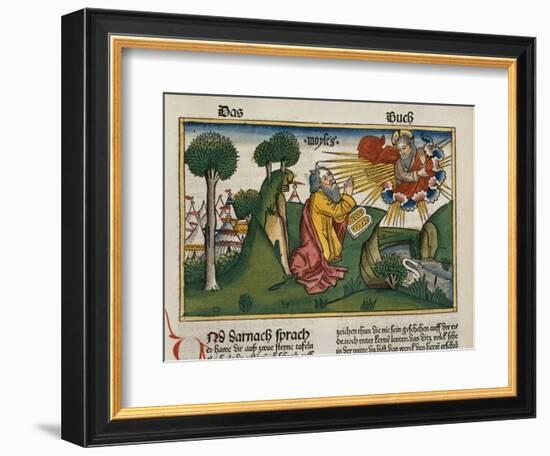 Facsimile Copy of Exodus 34 1-10 Moses Receives the Second Tablets with the Ten Commandments-null-Framed Giclee Print