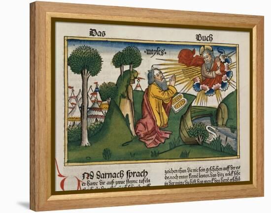 Facsimile Copy of Exodus 34 1-10 Moses Receives the Second Tablets with the Ten Commandments-null-Framed Premier Image Canvas