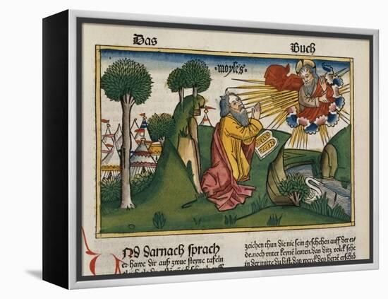 Facsimile Copy of Exodus 34 1-10 Moses Receives the Second Tablets with the Ten Commandments-null-Framed Premier Image Canvas