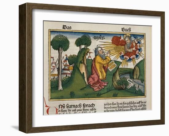 Facsimile Copy of Exodus 34 1-10 Moses Receives the Second Tablets with the Ten Commandments-null-Framed Giclee Print