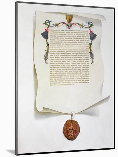 Facsimile edition of the Magna Carta, English charter, 1215 (1816)-Unknown-Mounted Giclee Print