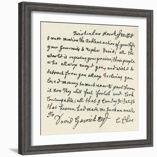 'Facsimile of autograph letter by Kitty Clive', 1907-Unknown-Framed Giclee Print