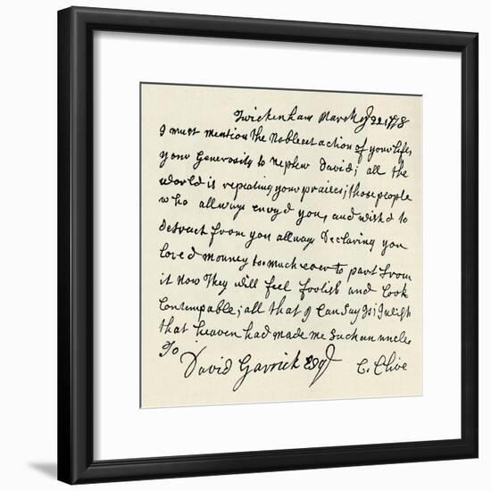 'Facsimile of autograph letter by Kitty Clive', 1907-Unknown-Framed Giclee Print