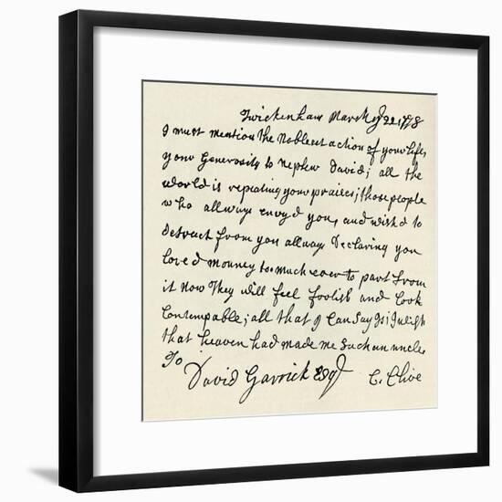 'Facsimile of autograph letter by Kitty Clive', 1907-Unknown-Framed Giclee Print