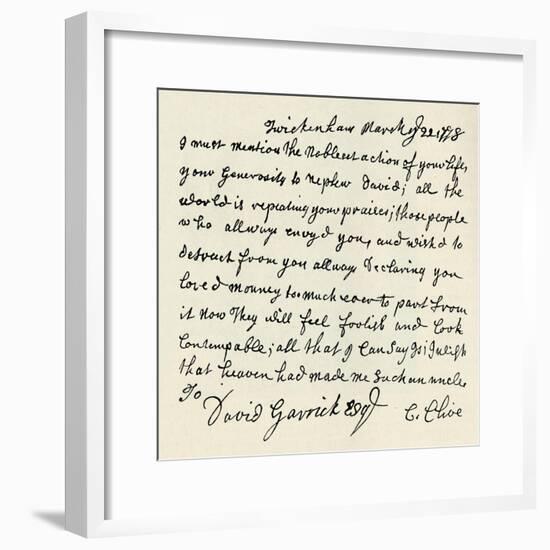 'Facsimile of autograph letter by Kitty Clive', 1907-Unknown-Framed Giclee Print