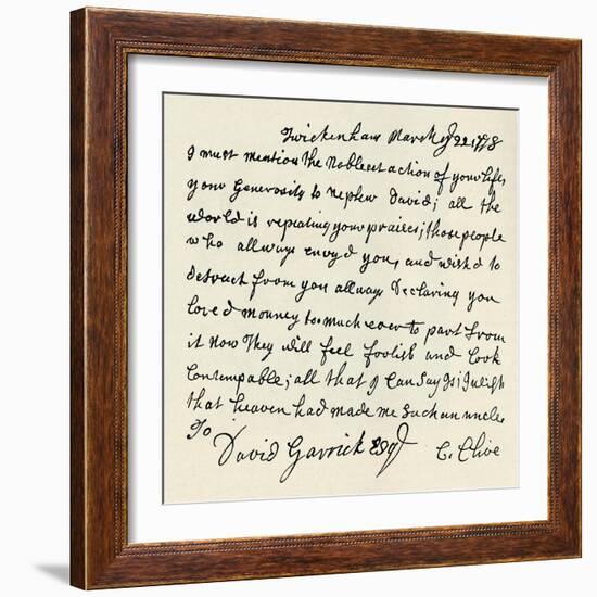 'Facsimile of autograph letter by Kitty Clive', 1907-Unknown-Framed Giclee Print