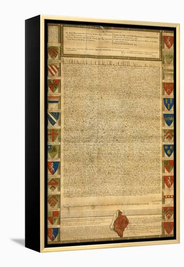 Facsimile Of Burnt Magna Carta-null-Framed Premier Image Canvas