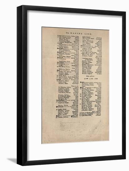 'Facsimile of the Earliest Extant Copy of Lloyd's List', c1740s, (1928)-Unknown-Framed Giclee Print