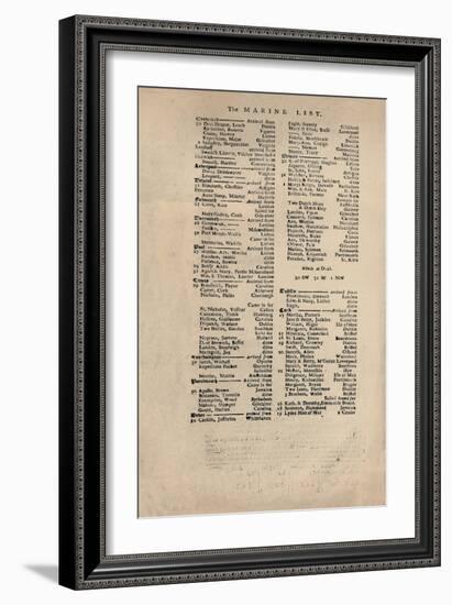 'Facsimile of the Earliest Extant Copy of Lloyd's List', c1740s, (1928)-Unknown-Framed Giclee Print