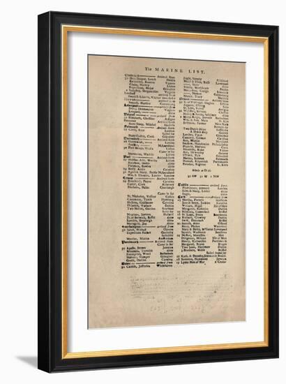 'Facsimile of the Earliest Extant Copy of Lloyd's List', c1740s, (1928)-Unknown-Framed Giclee Print