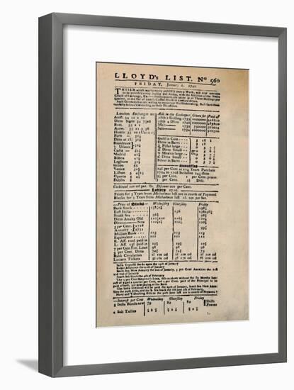 'Facsimile of the Earliest Extant Copy of Lloyd's List', c1740s, (1928)-Unknown-Framed Giclee Print