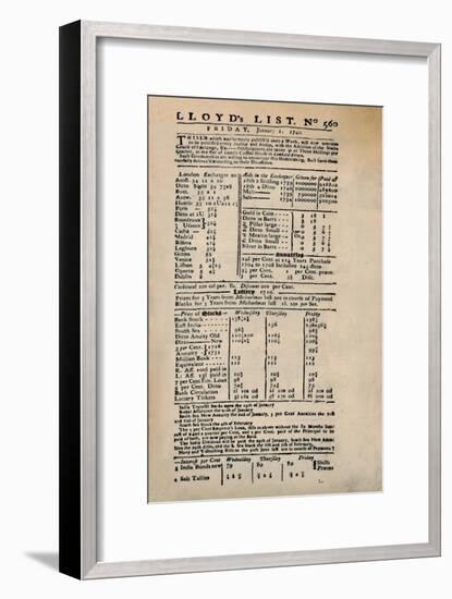 'Facsimile of the Earliest Extant Copy of Lloyd's List', c1740s, (1928)-Unknown-Framed Giclee Print