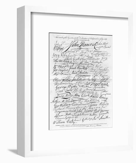 Facsimile of the Signatures to the Declaration of Independence, 4 July 1776. Artist: Unknown-Unknown-Framed Giclee Print