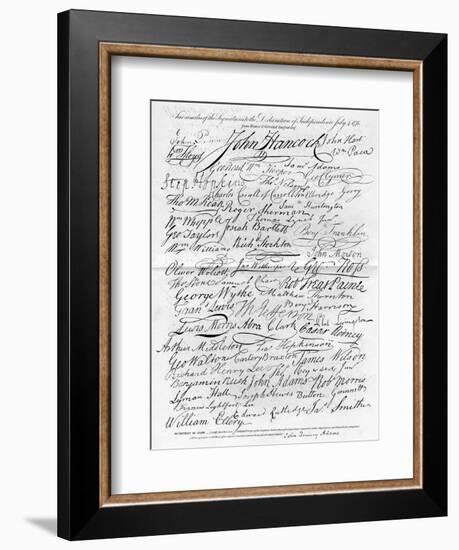 Facsimile of the Signatures to the Declaration of Independence, 4 July 1776. Artist: Unknown-Unknown-Framed Giclee Print