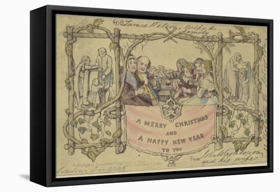 Facsimile Reproduction of the First Christmas Card-John Callcott Horsley-Framed Premier Image Canvas