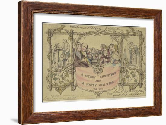 Facsimile Reproduction of the First Christmas Card-John Callcott Horsley-Framed Giclee Print