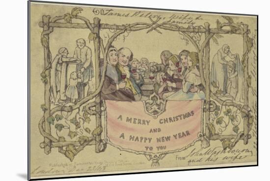 Facsimile Reproduction of the First Christmas Card-John Callcott Horsley-Mounted Giclee Print