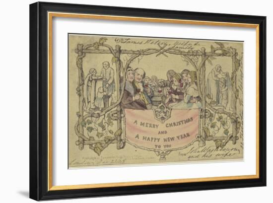 Facsimile Reproduction of the First Christmas Card-John Callcott Horsley-Framed Giclee Print