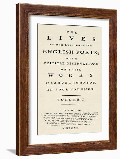 'Facsimile title-page (reduced) of Johnson's Lives of the Poets - as re-issued in separate form. T-Unknown-Framed Giclee Print