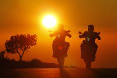 Motorcycles, Funbikes, Husquarna Nuda 900R and Ktm 990 Smc, Back Light, Sundown, Country Road-Fact-Photographic Print