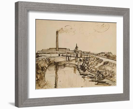 Factory and Laundresses at La Roubine Du Roi-Vincent van Gogh-Framed Giclee Print