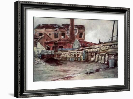 Factory Barricade, Soissons, France, 20 May 1915-Francois Flameng-Framed Giclee Print