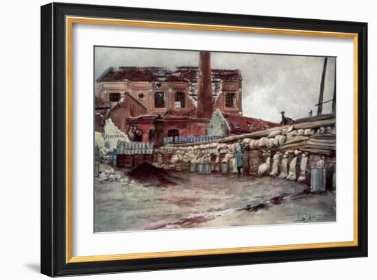 Factory Barricade, Soissons, France, 20 May 1915-Francois Flameng-Framed Giclee Print