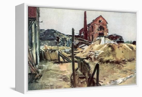 Factory Buildings, Soissons, 19 May 1915-Francois Flameng-Framed Premier Image Canvas