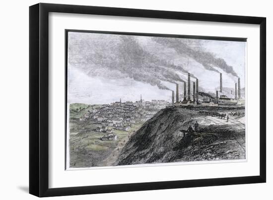 Factory Smoke at Dowlais South Wales-null-Framed Art Print