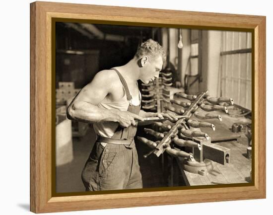 Factory Worker at the Paragon Rubber Company, Massachusetts, 1936-Lewis Wickes Hine-Framed Premier Image Canvas