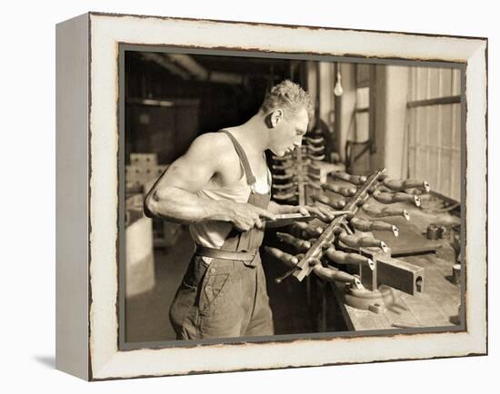 Factory Worker at the Paragon Rubber Company, Massachusetts, 1936-Lewis Wickes Hine-Framed Premier Image Canvas