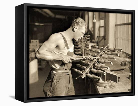 Factory Worker at the Paragon Rubber Company, Massachusetts, 1936-Lewis Wickes Hine-Framed Premier Image Canvas