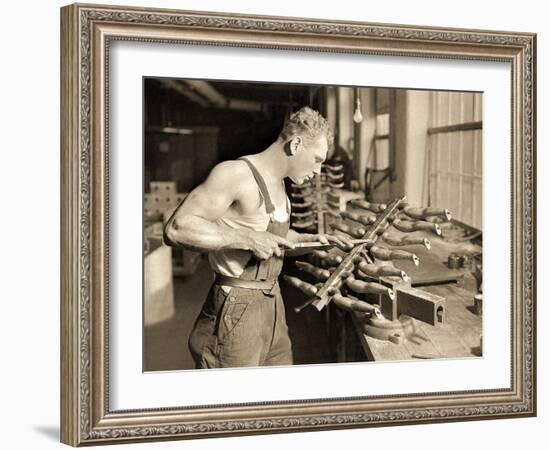 Factory Worker at the Paragon Rubber Company, Massachusetts, 1936-Lewis Wickes Hine-Framed Photographic Print