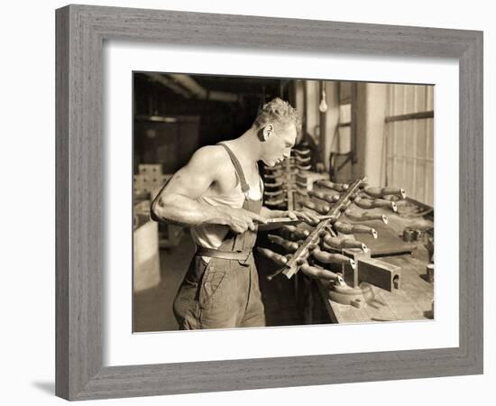 Factory Worker at the Paragon Rubber Company, Massachusetts, 1936-Lewis Wickes Hine-Framed Photographic Print