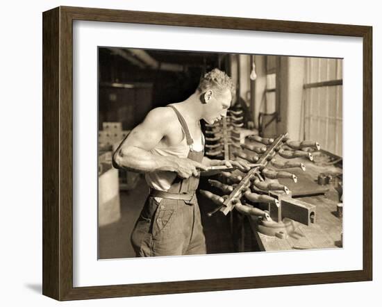 Factory Worker at the Paragon Rubber Company, Massachusetts, 1936-Lewis Wickes Hine-Framed Photographic Print